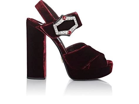 prada jeweled velvet block heel sandal|women's slingback prada shoes.